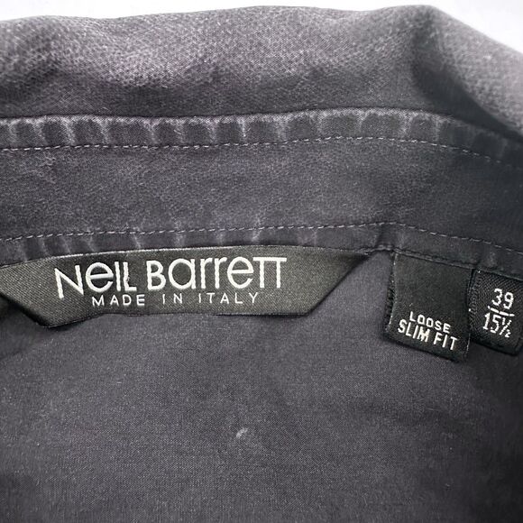 Neil Barrett Mens Button Shirt 39 Small Zig Zag Print Italy Luxury Art Designer - Picture 5 of 12